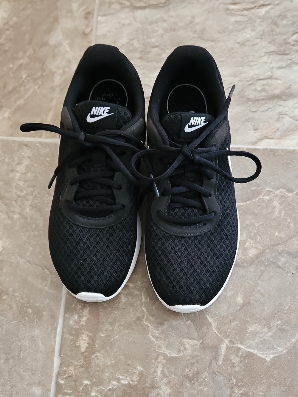 Nike Kids Black Mesh Athletic Sneakers with White Soles